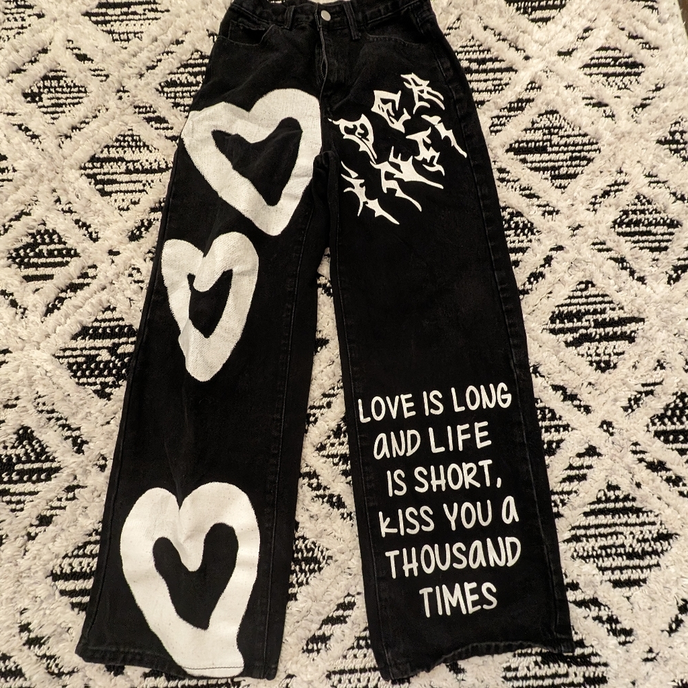 Grunge Graphic Black Jeans